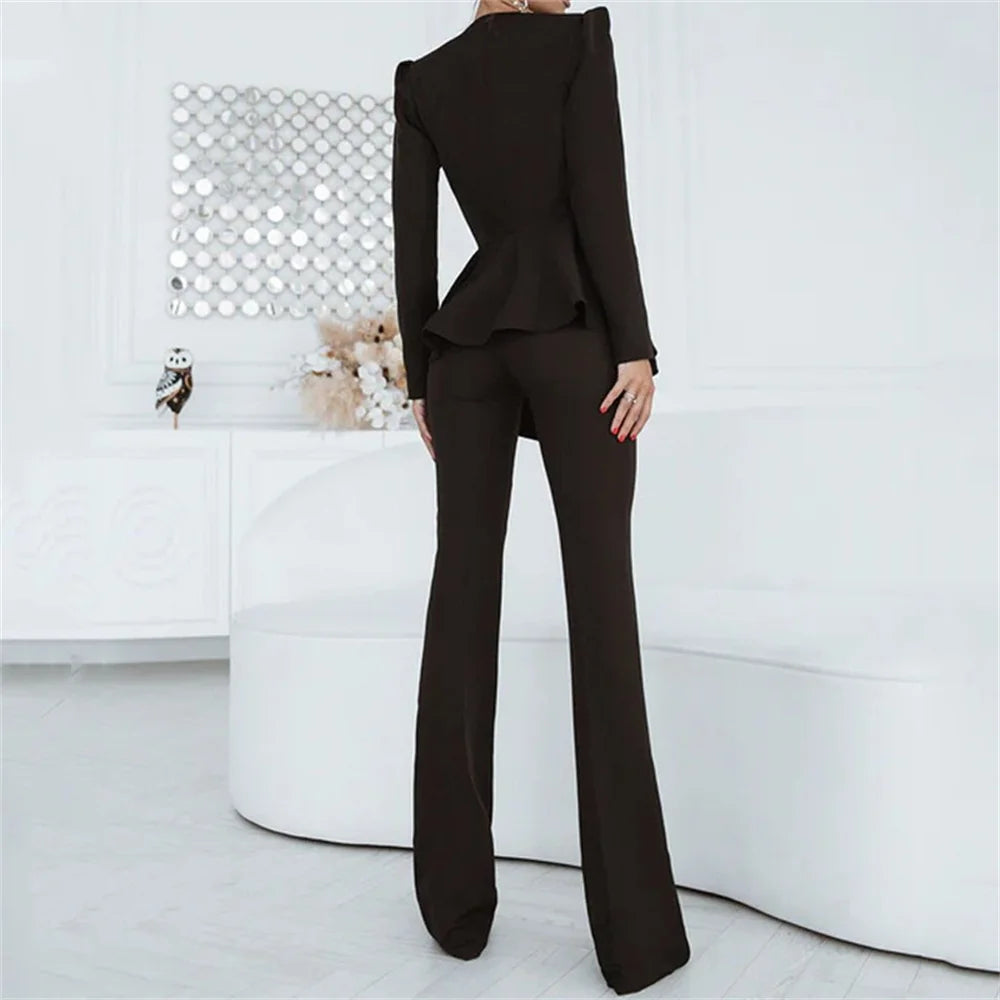 White 2 Pieces Set for Women 2023 New in High Streetwear Long Sleeve Nipped Waist Blazer Set Office Ladies Formal Pants Sets