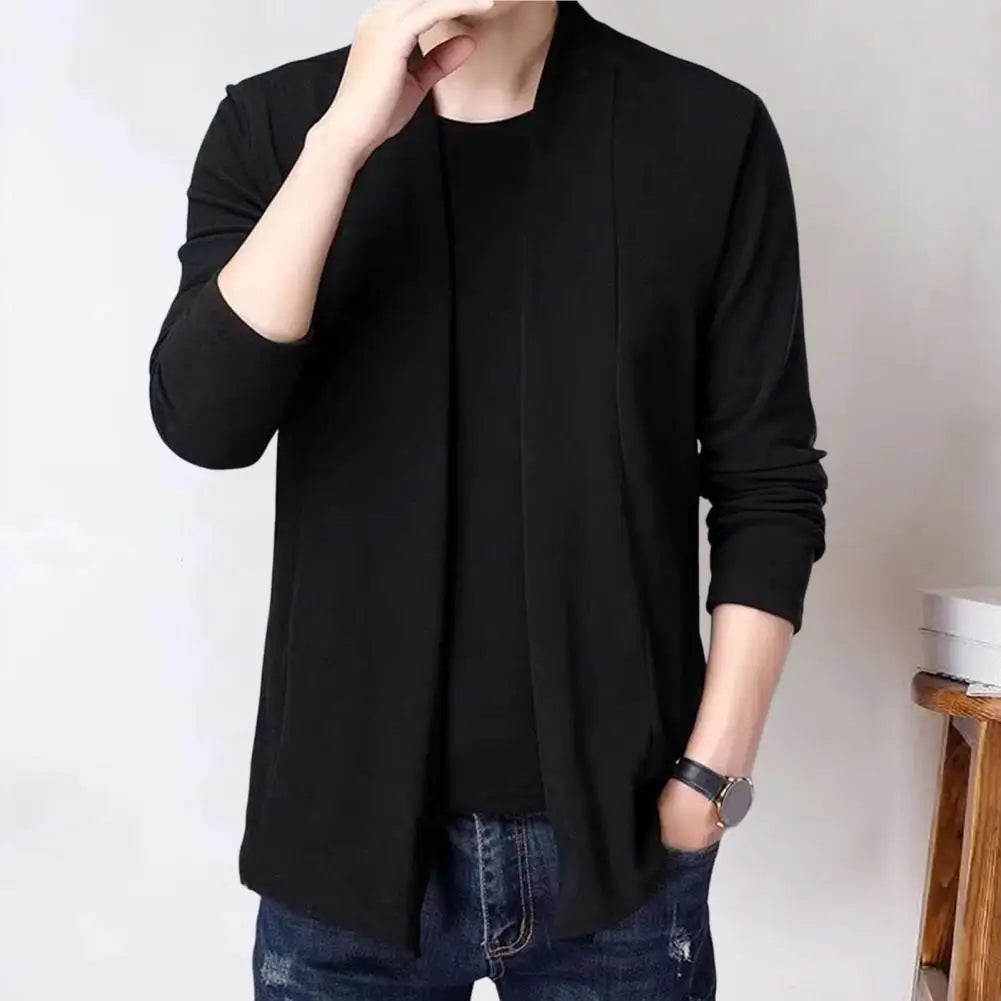Men's Casual O-Neck Fake Two Piece Cardigan Coat