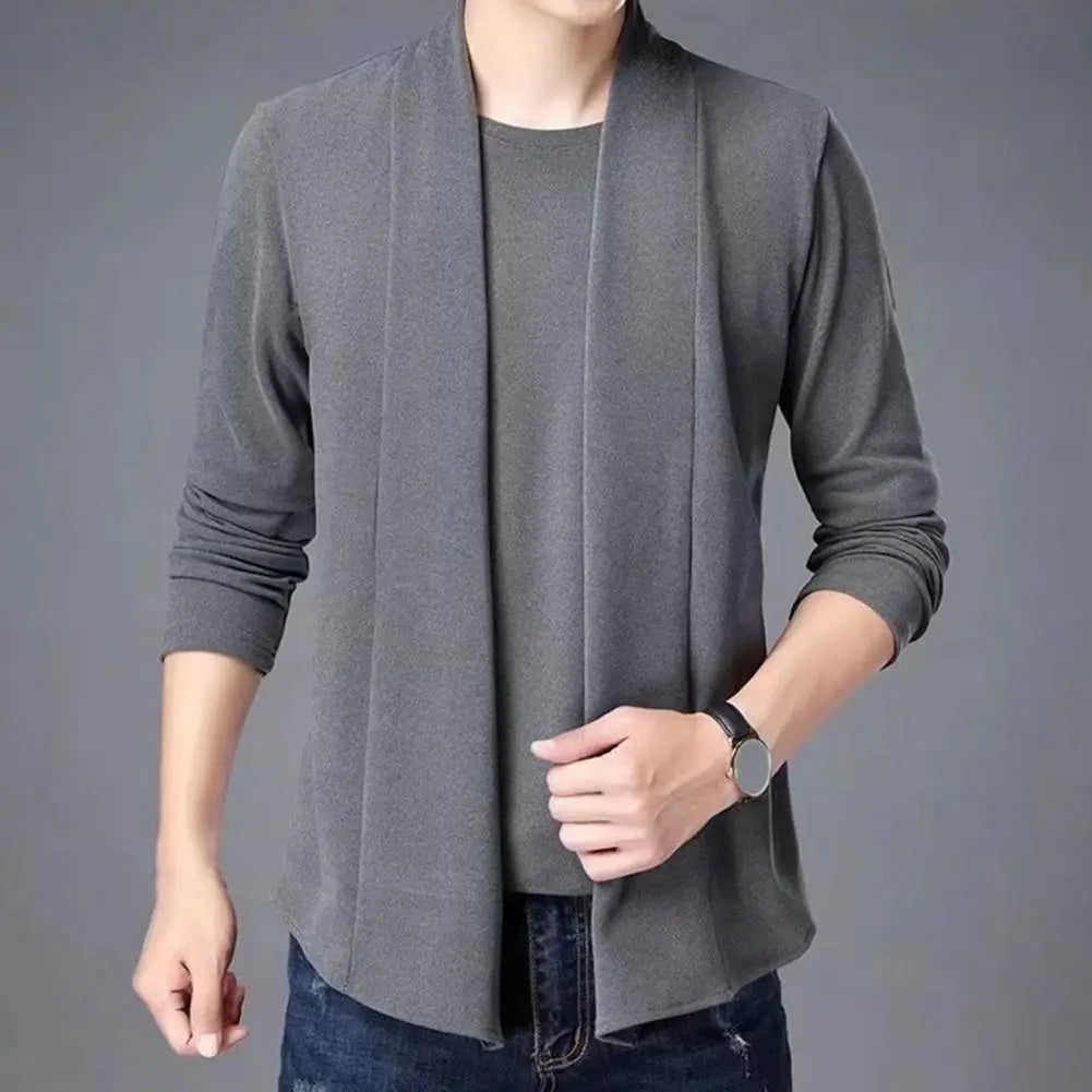 Men's Casual O-Neck Fake Two Piece Cardigan Coat