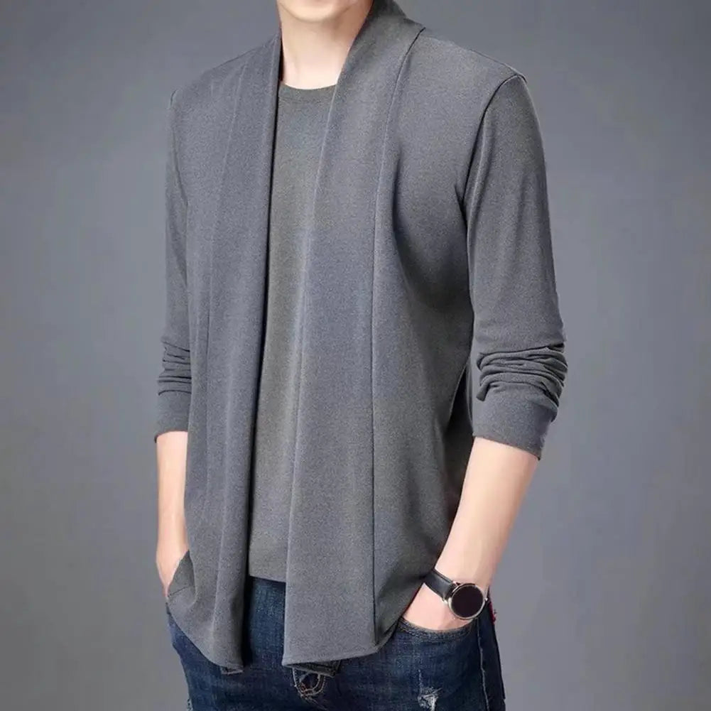 Men's Casual O-Neck Fake Two Piece Cardigan Coat