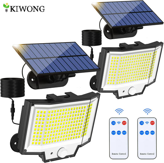 Solar Motion Lights 200led Outdoor Separate Panel Solar Powered Flood Security Lights with Remote IP65 Waterproof Wall Lights