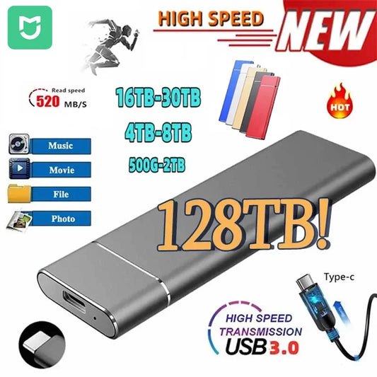 MIJIA Portable SSD 128TB 1TB 2TB High-speed Mass Storage USB 3.0 External Hard Drive Interface for Computer Laptops/PC