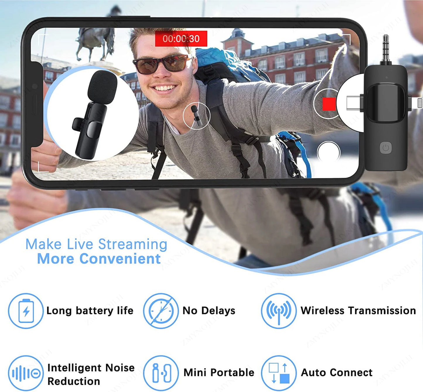 4 In 1 Wireless Lavalier Microphone 3.5mm Intelligent Noise-Reducing Mic For Iphone Android SLR Camera Loudspeaker Speake radio