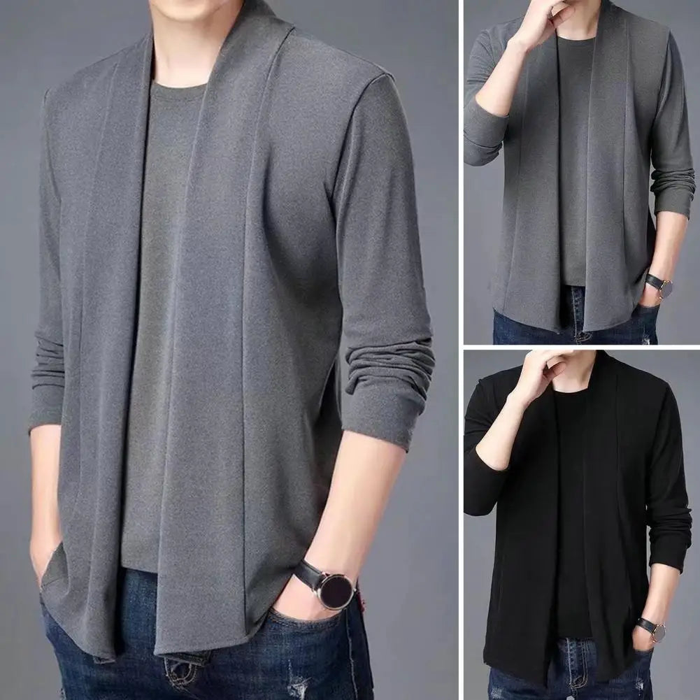 Men's Casual O-Neck Fake Two Piece Cardigan Coat