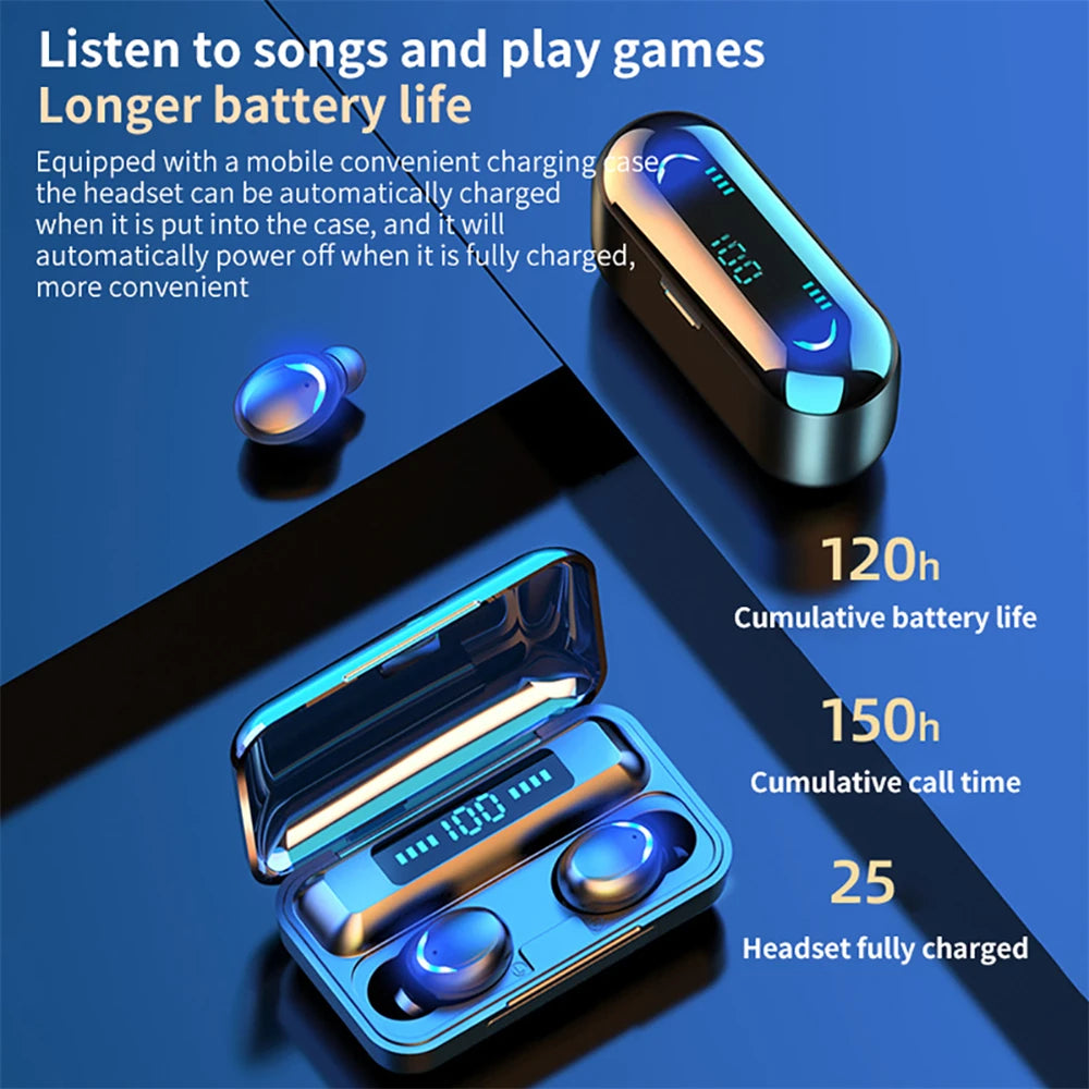 TWS Wireless Earphones Bluetooth Headphones LED Dislpaly Binaural Headset Waterproof HD Calling CVC 8.0 Noise Reduction Earbuds