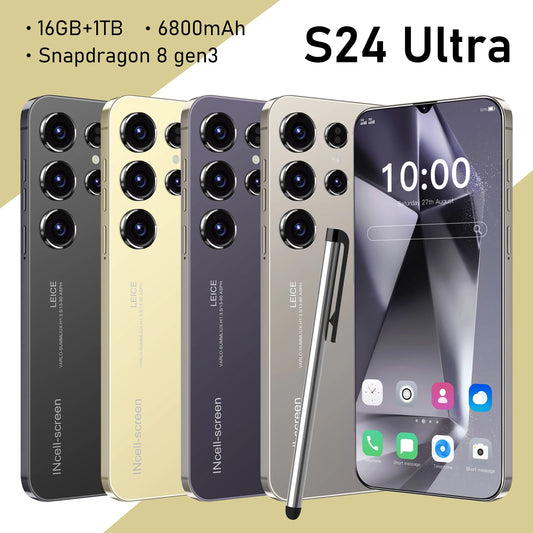 New High-end Original S24 Ultra Smartphone 7.0 HD 5G 16G+1T Android 14 Cell Phone Dual Sim Face Unlocked Mobile Phone Cellphones