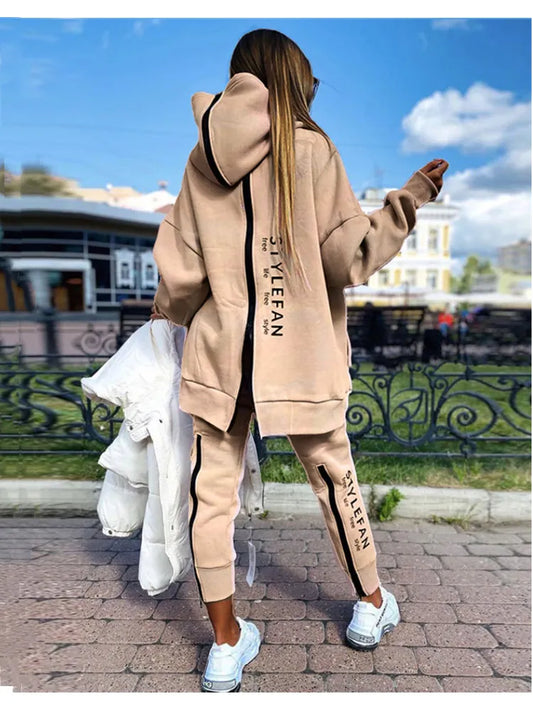 Women Letter Sweatshirts 2Piece Sets Tracksuit Oversized Suit 2022 Autumn Female Korea TrouserPullover Pants Suits Female